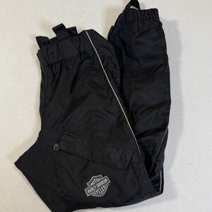 Harley Davidson Motorcycle Riding Pants Black Nylon Women's XS Biker Foot Straps